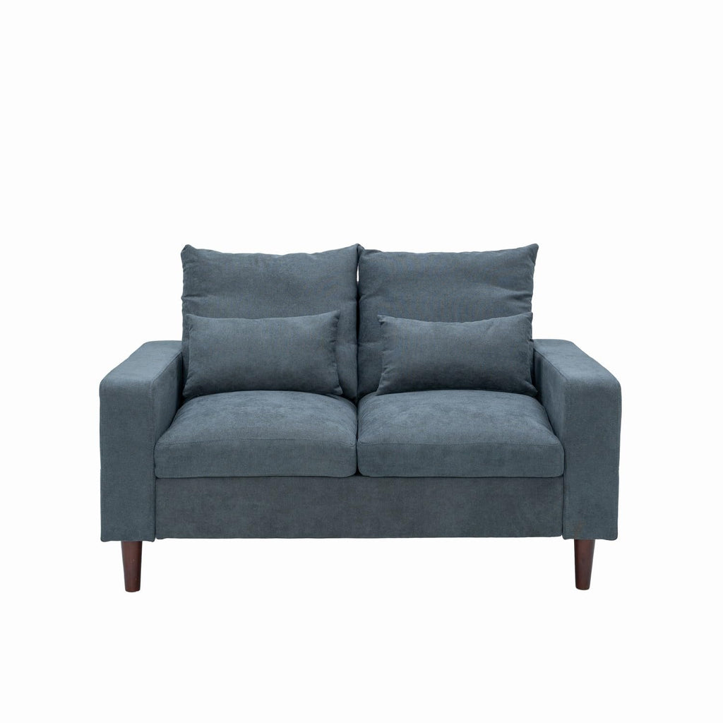 Grey Linen 3-Seater and 2-Seater Fabric Sofa Set with Pocket Spring Cushions and Solid Wood Legs