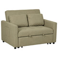 2-Seater Sofa Bed Settee in Snow Flannel with 3-Position Recline and Pull-Out Bed, 120cm, Light Brown